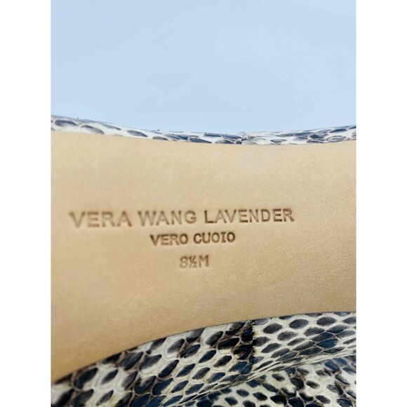 Vera Wang Lavender Demario PeepToe Heel Beige/Gray/Black snakeskin Womens Sz 8.5 - Picture 7 of 7